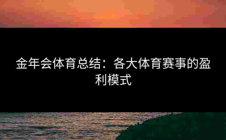 金年会体育总结：各大体育赛事的盈利模式