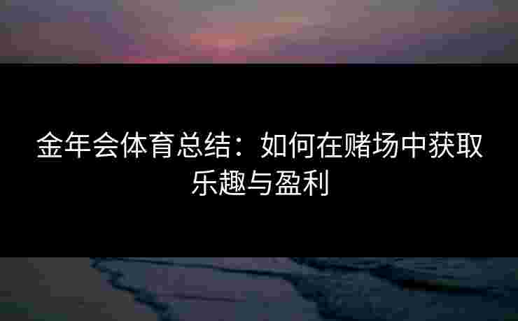 金年会体育总结：如何在赌场中获取乐趣与盈利